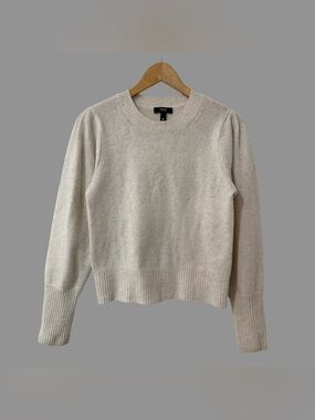 Aqua Off White Long Sleeve Cashmere Crew Neck Sweater XS ($188)